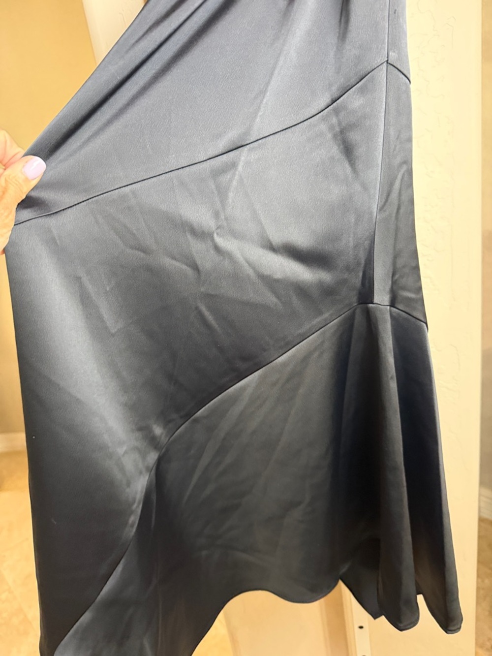 Beautiful by Lawrence Zarian Satin Black Midi Slip Skirt - Women - Picture 9 of 10